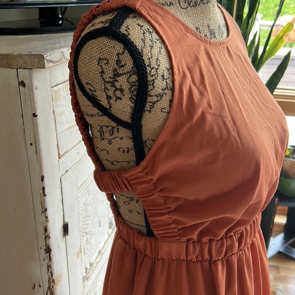 Shein burnt orange A-line back cut out boho sleeveless dress - Picture 2 of 15